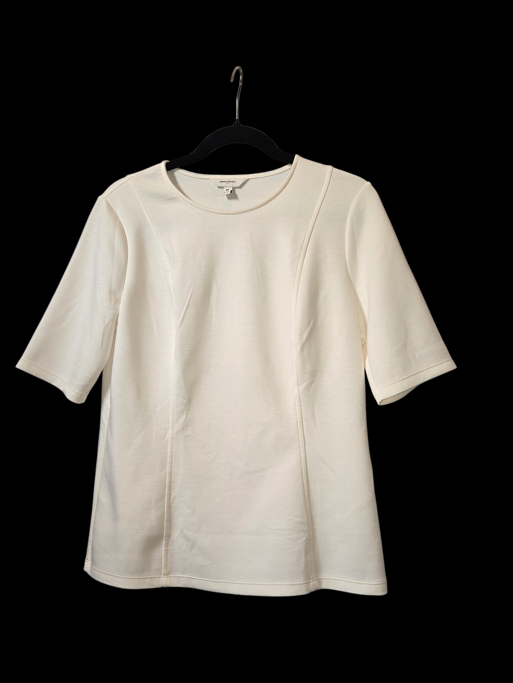 Bannana Republic Minimalist Cream Short-Sleeve Top